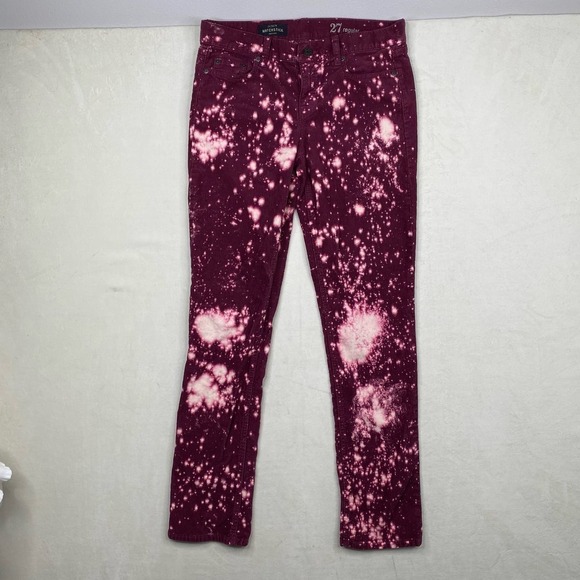Custom Bleach Dye J. Crew Matchstick Maroon Straight Leg Corduroy Pants Size 27R - Picture 6 of 8